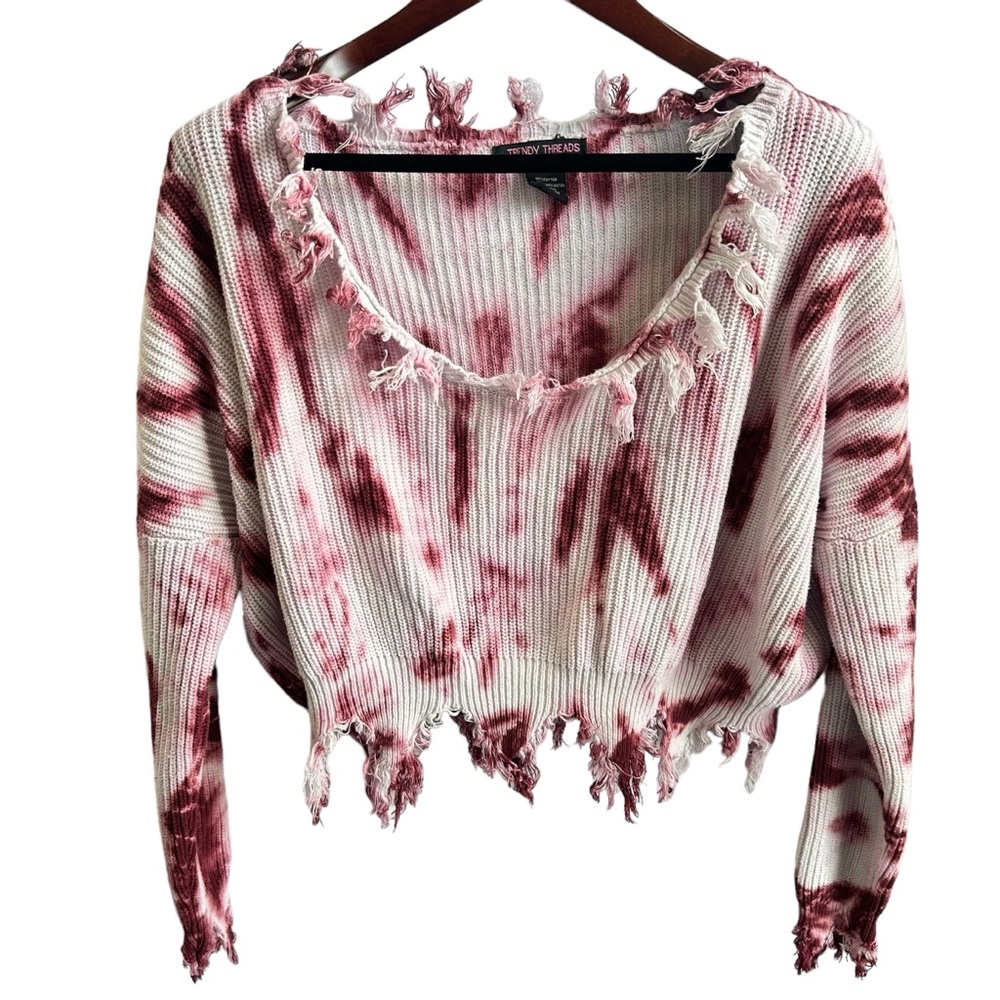 Trendy Threads Tye Dyed Fringe Crop Top L